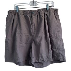 Columbia‎ Mens 2X Cargo Shorts Tan Khaki Nylon Elastic Waist Hiking Utility